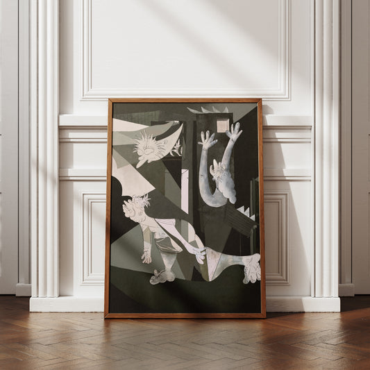 Un poster che mette in dialogo due mondi lontani solo in apparenza l arte monumentale di Picasso e l immaginario pop de I Simpson un omaggio ironico e potente alla cultura visiva contemporanea dove il dramma diventa cartoon e il linguaggio dell arte si rinnova con leggerezza e intelligenza.