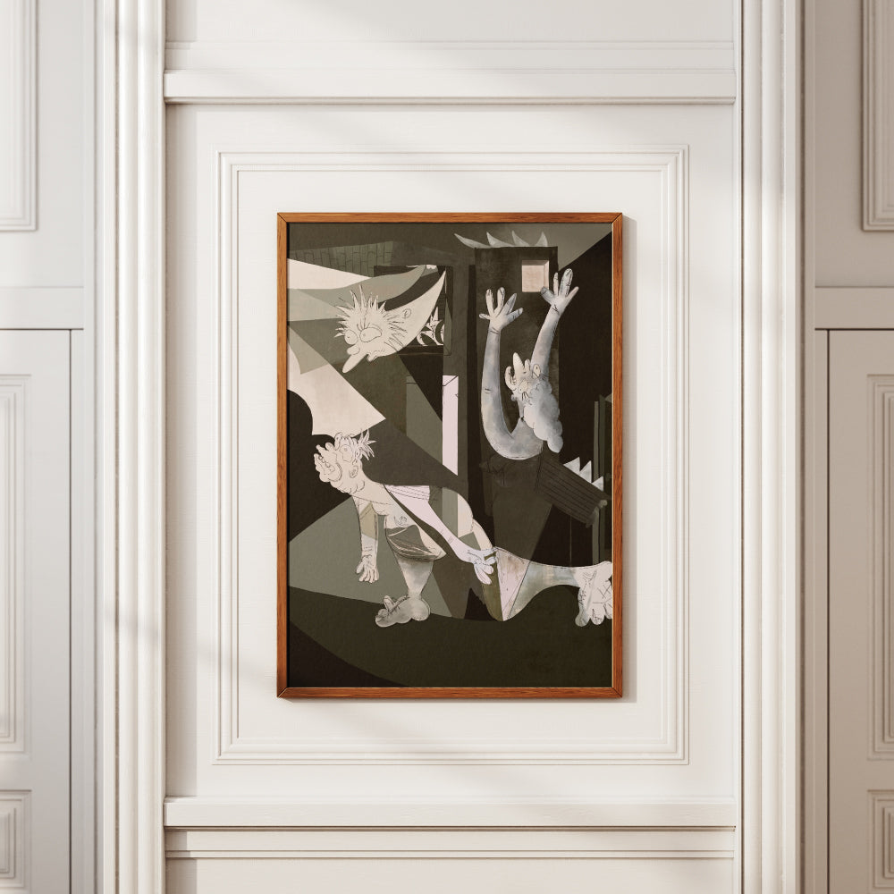 Un poster che mette in dialogo due mondi lontani solo in apparenza l arte monumentale di Picasso e l immaginario pop de I Simpson un omaggio ironico e potente alla cultura visiva contemporanea dove il dramma diventa cartoon e il linguaggio dell arte si rinnova con leggerezza e intelligenza.