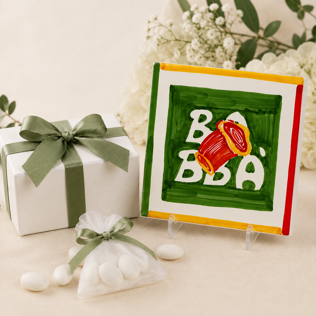 Maiolica Babà Napoletano dipinta a mano su terracotta smaltata. Ceramica artigianale Made in Italy, per uso alimentare, decorazione e regalo originale.
