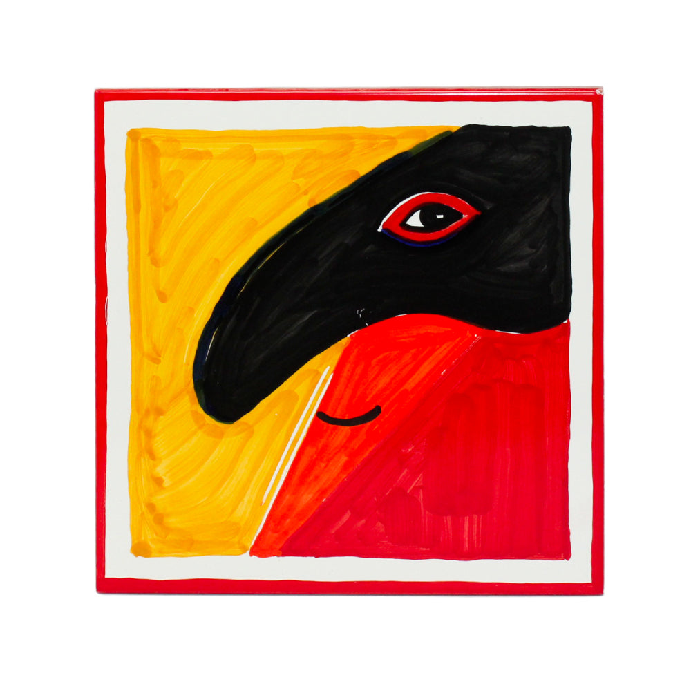 Maiolica dipinta a mano con figura astratta di Pulcinella ceramica artigianale partenopea 100 handmade