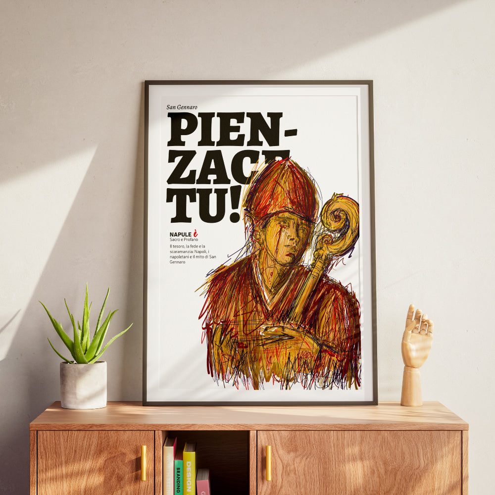 San Gennaro, pensaci tu
Un omaggio visivo e spirituale al Patrono di Napoli, simbolo di fede, identita e speranza. Con la sua iconica mitra e il pastorale, San Gennaro veglia sui napoletani e sulla citta, in un intreccio di sacro e popolare che attraversa i secoli.
