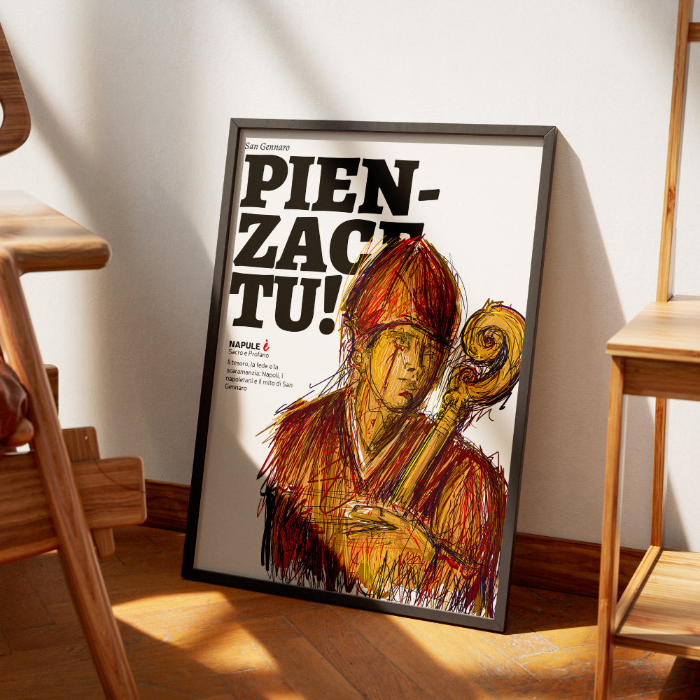 San Gennaro, pensaci tu
Un omaggio visivo e spirituale al Patrono di Napoli, simbolo di fede, identita e speranza. Con la sua iconica mitra e il pastorale, San Gennaro veglia sui napoletani e sulla citta, in un intreccio di sacro e popolare che attraversa i secoli.