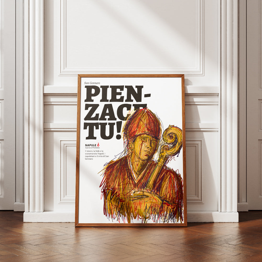 San Gennaro, pensaci tu
Un omaggio visivo e spirituale al Patrono di Napoli, simbolo di fede, identita e speranza. Con la sua iconica mitra e il pastorale, San Gennaro veglia sui napoletani e sulla citta, in un intreccio di sacro e popolare che attraversa i secoli.